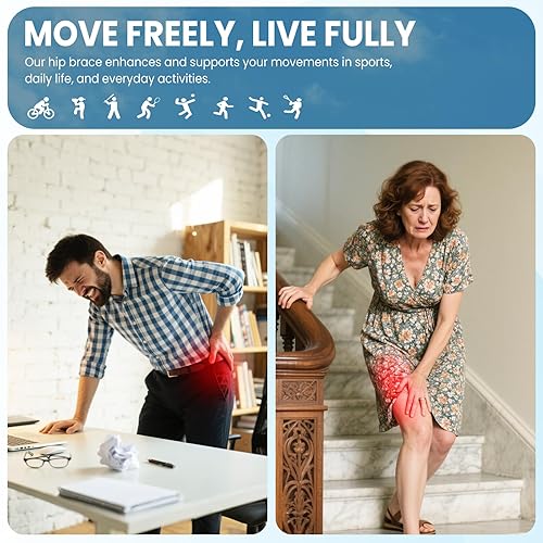 Miniatura 6 de Soporte de cadera para mujeres y hombres - Alivio del dolor de ciática y envoltura de compresión para tirar de la ingle