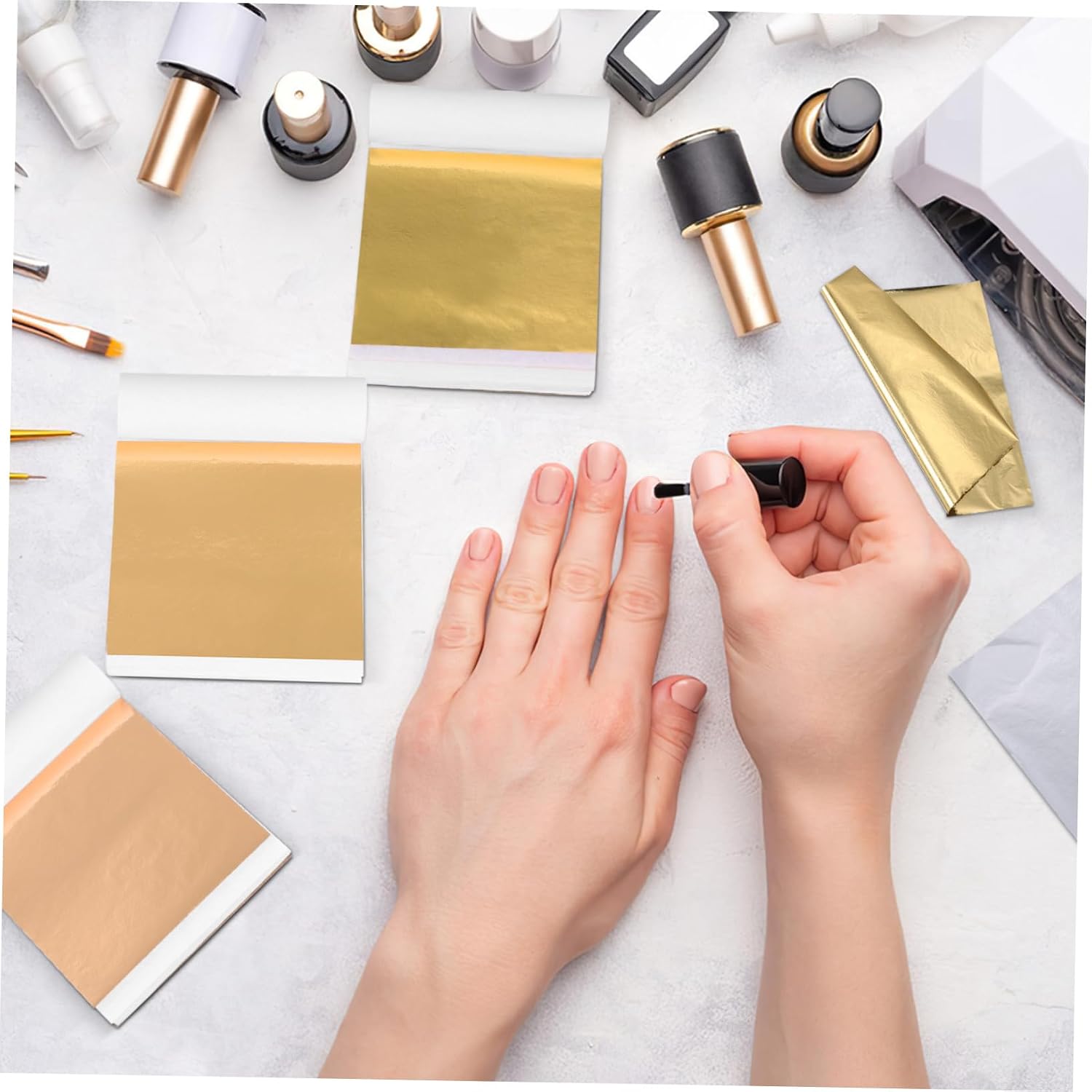 Gold Foil Leaf Paper 400pcs Manicure Foil Sheets DIY Foil Craft for Home Decor Shiny Surface