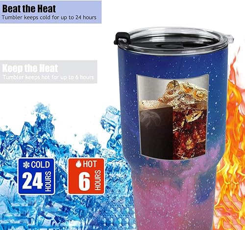 Miniatura 7 de SYACOT Vaso de 30 onzas de acero inoxidable de doble pared aislado al vacío taza de viaje con tapa a prueba de salpicaduras, popote de metal y