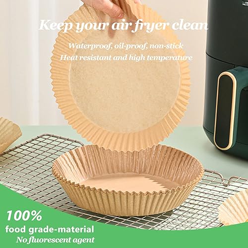 Miniatura 3 de Forro de papel desechable para freidora de aire, 100 forros desechables antiadherentes para freidora de aire, almohadillas de papel desechables para