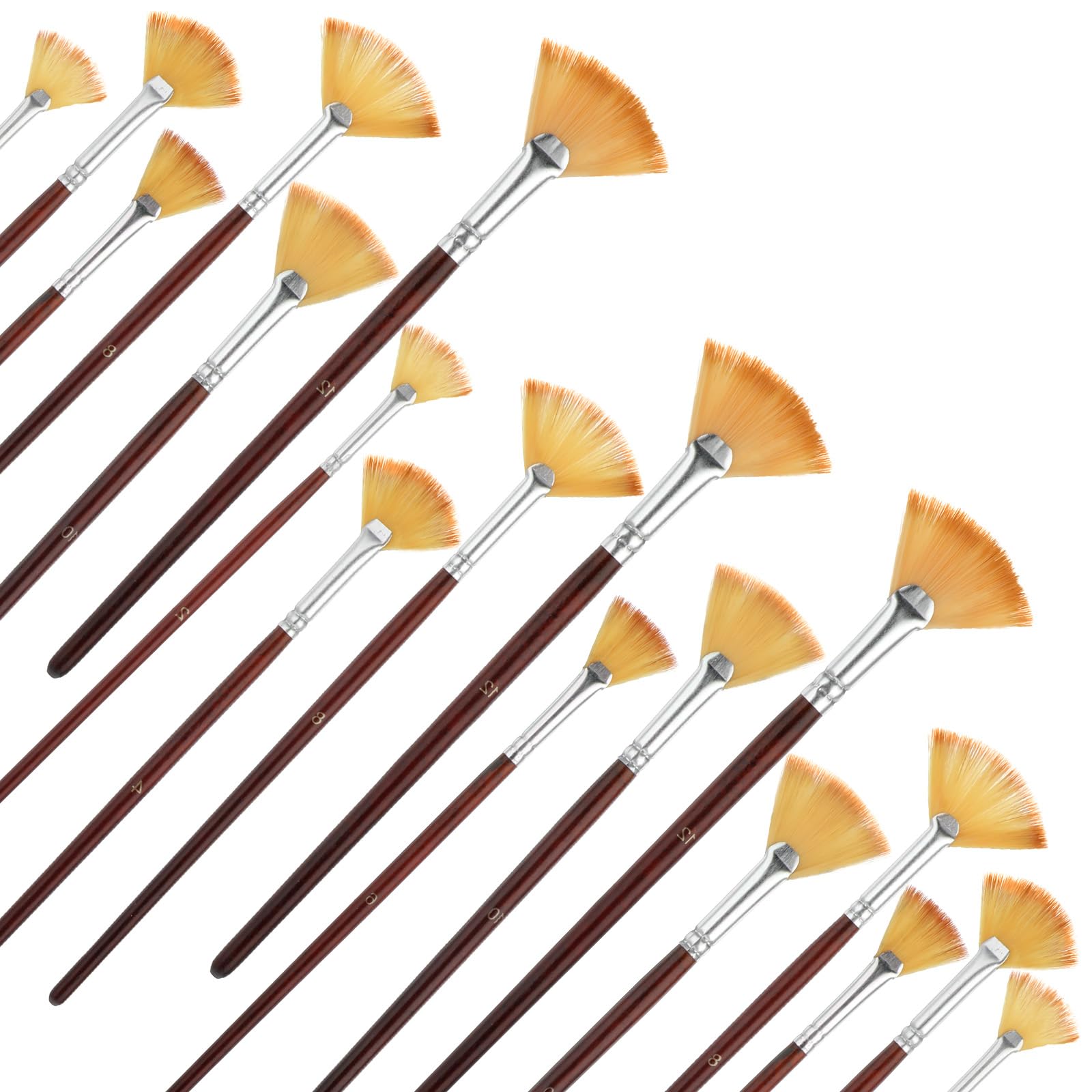COMNICO Fächerpinsel, professionelles Künstlerpinsel-Set, weiches Nylonhaar, langer Holzgriff, für Künstler, Acryl, Aquarell, Ölgemälde, 42 Stück