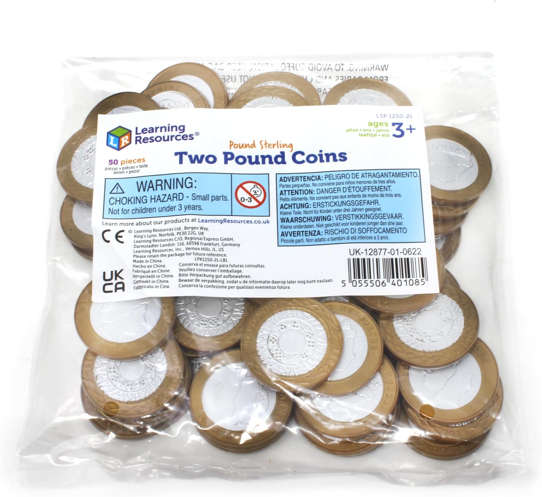 Learning Resources Two Pound Coins, Set of 50