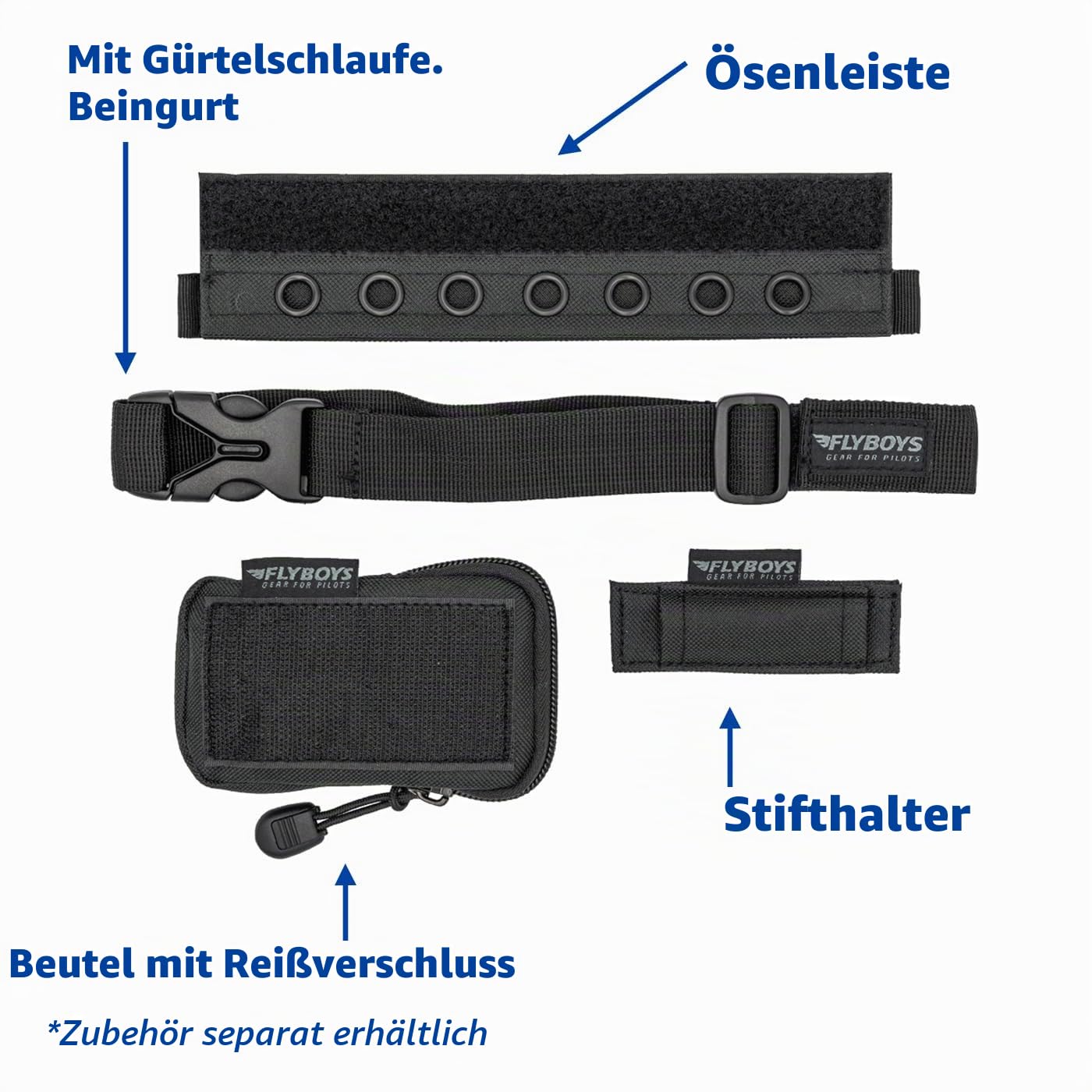 FlyBoys Wendbares Kniebrett, für Links- und Rechtshänder-Piloten, anpassbar, Klemmbrett, Tablet- und Stifthalter, Klettverschlüsse, Luftfahrt- und Flugausrüstung, vielseitig für Checklisten und mehr