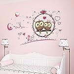 Solimo Wall Sticker for Bedroom (Owl Love Décor), Ideal Size on Wall: 113 x 66 cm