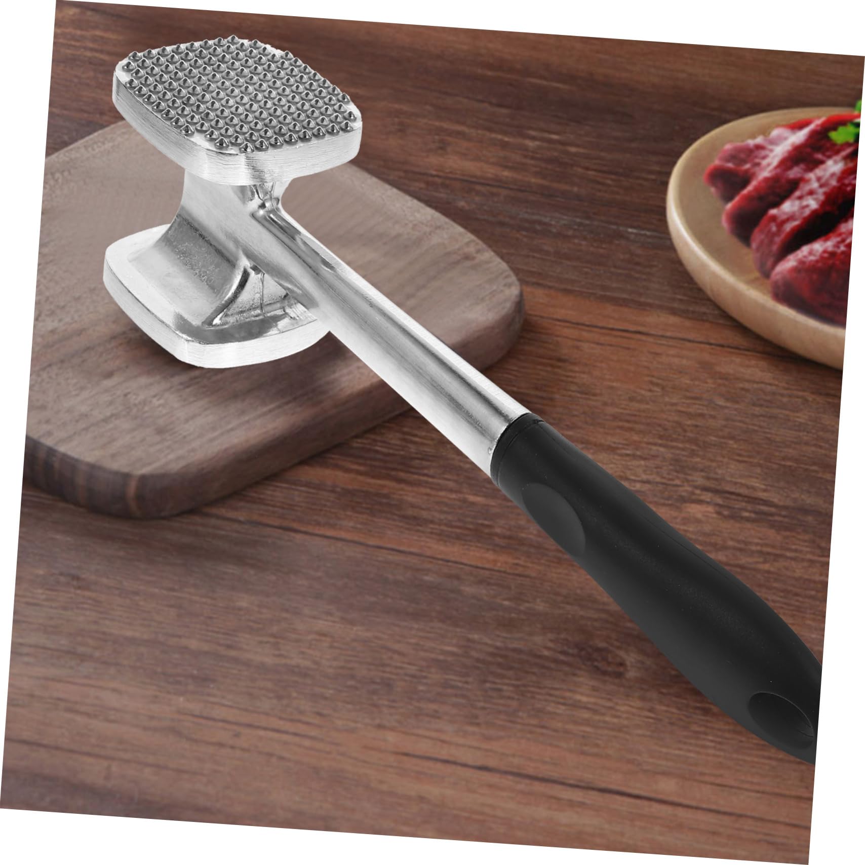 TIDTALEO 1Pc Dual Sided Meat Hammer Kitchen Tenderizer for Steaks Beef and More Versatile Silver Meat Mallet for Loosening Fibers and Crushing Garlic Nuts and Candy