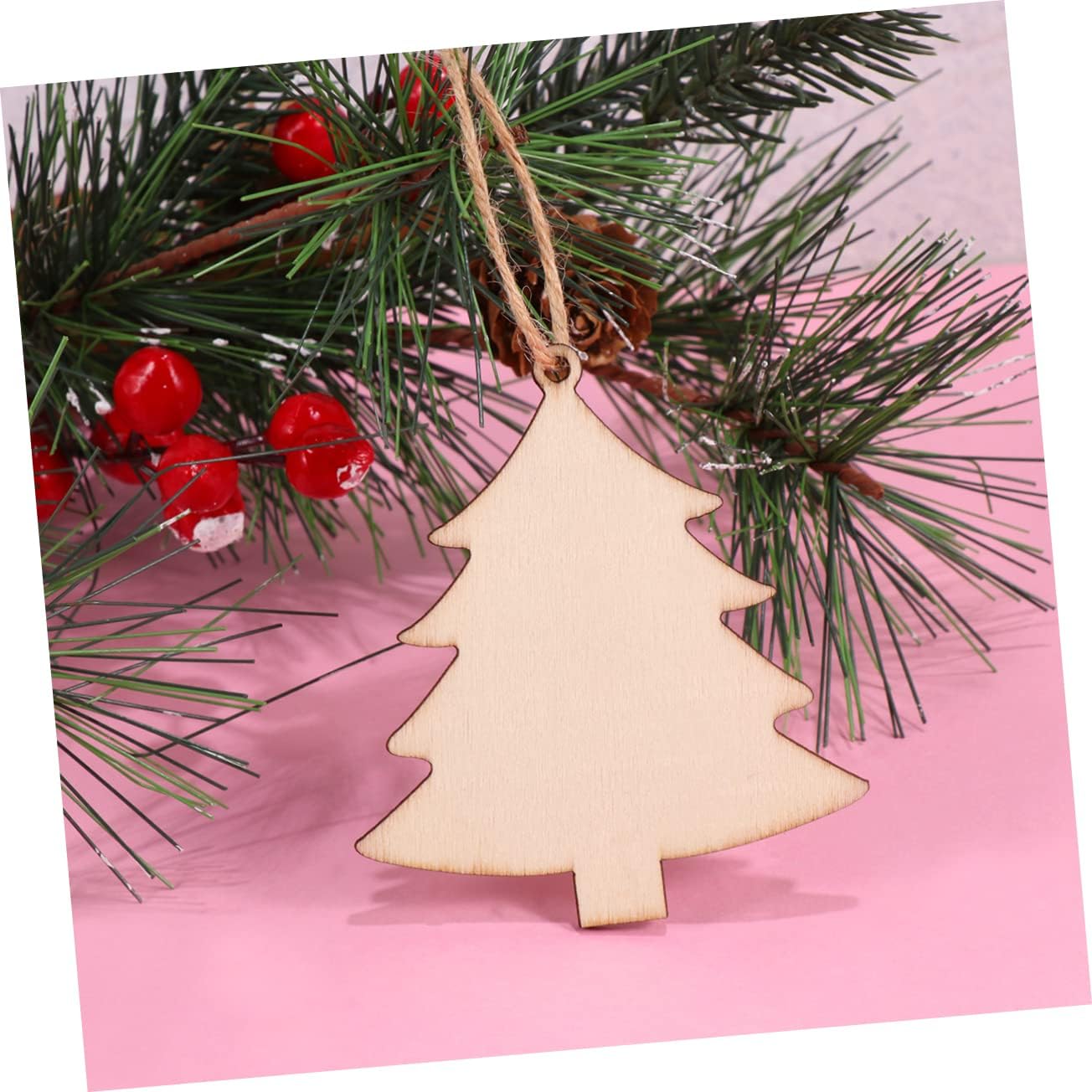 Wood Christmas Pendants 30pcs Wooden DIY Painting Xmas Hanging Ornament