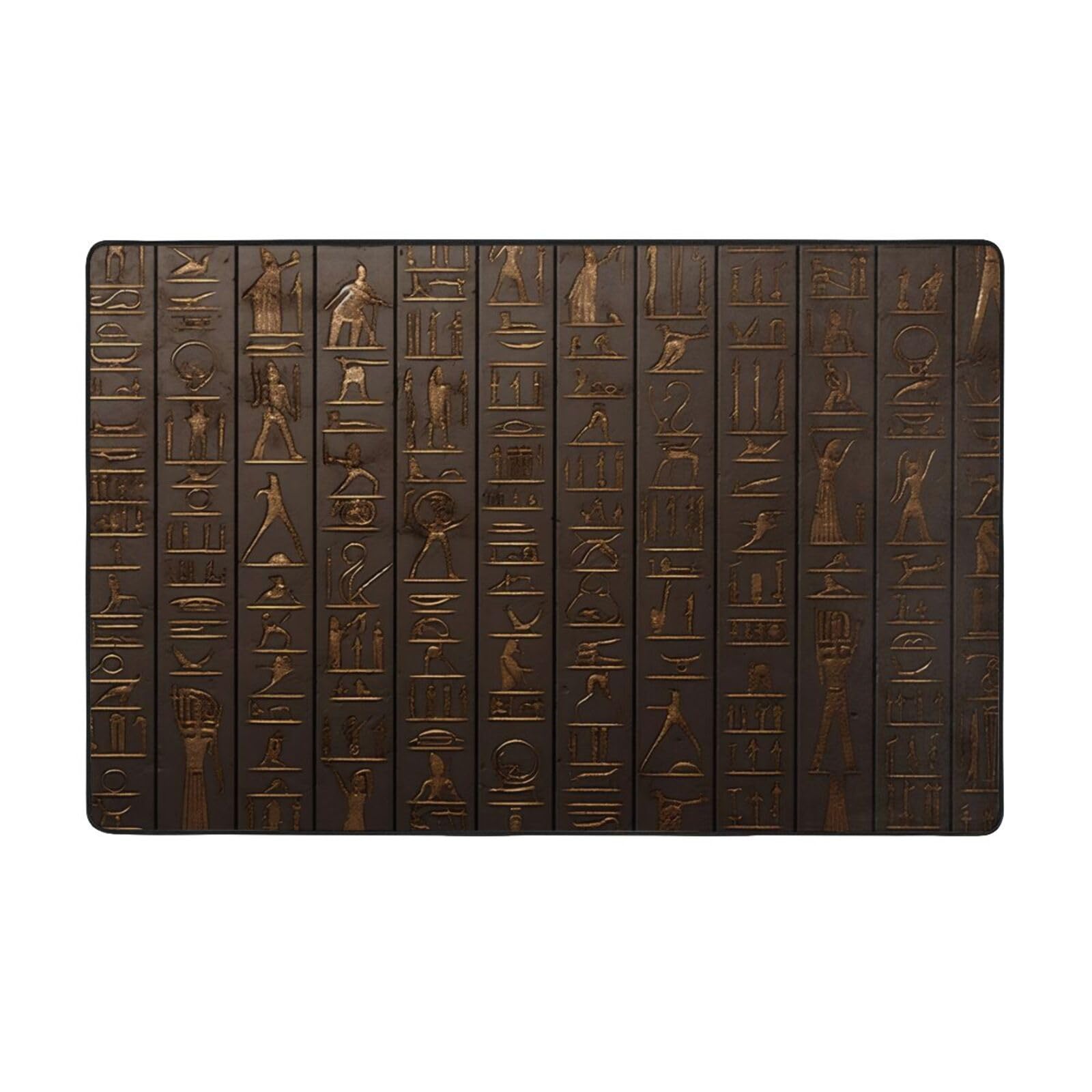 Ancient Egyptian Hieroglyph Stylish and Cozy Flannel Area Rug 60x39in - Large Living Room Rugs, Bedroom Carpet, Anti-Slip, Soft, Washable Floor Mat
