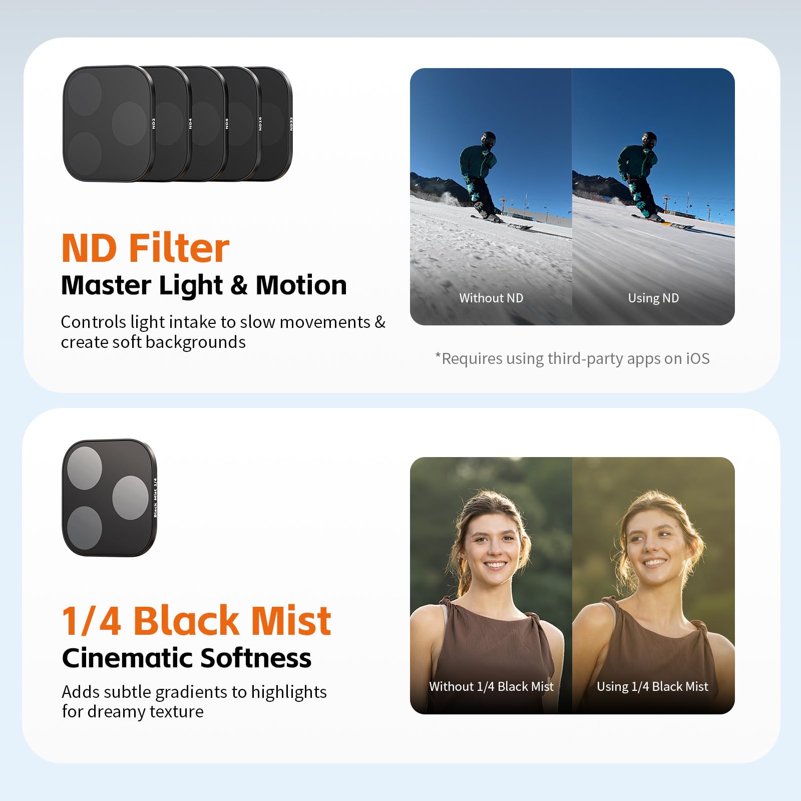 SMALLRIG Square ND & Black Mist Filter Kit für iPhone 17 Pro Max, Magnetische Objektivfilter mit Basishalterung, Black Mist Diffusion 1/4 Filter/ND2/ND4/ND8/ND16/ND32, 6er-Pack, Blau – 6076