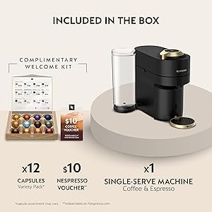 Nespresso Festive Vertuo Pop+ Coffee and Espresso Maker by Breville, Matte Black Gold