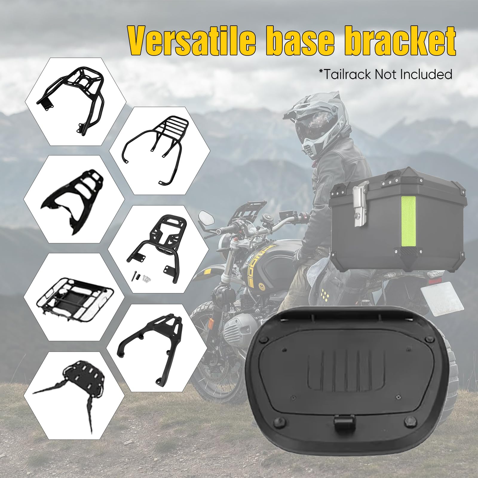 Top Case Moto 45L En Alliage Aluminium – Coffre Imperméable Et Anti-Vol Avec Serrure – Pour Casque Et Affaires De Voyage