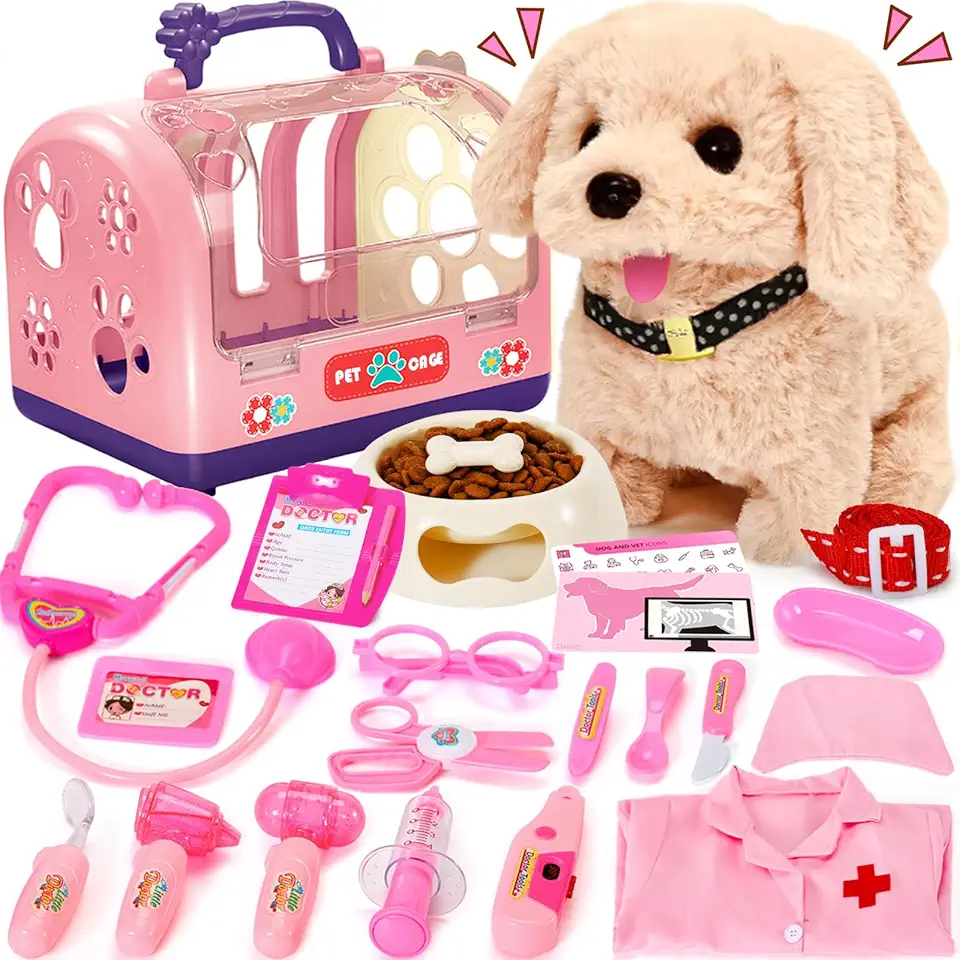 24 Pcs Dog Toys Doctor Kit for Kids,...