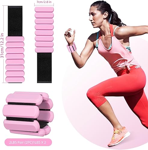 Miniatura 2 de Adjustable Ankle Weights,Wrist Weights for Women & Men,Set of 2 (1Lb Each),Perfect for Walking,Running,Yoga,Pilates,Gym,Strength Training. Weighted