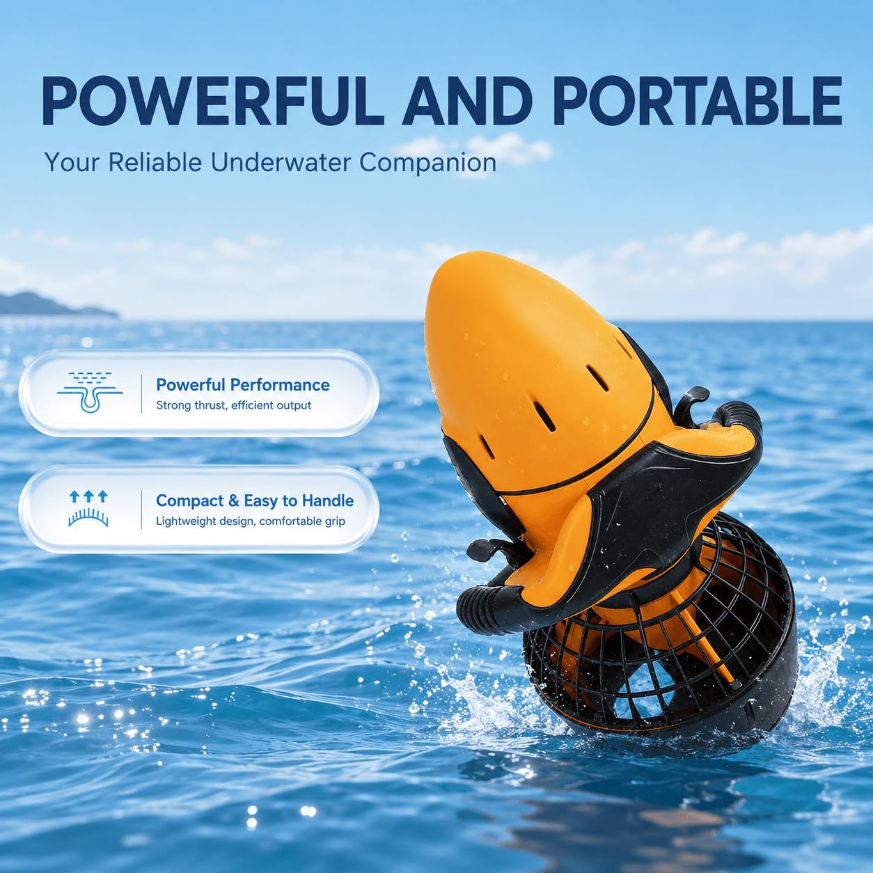 Vehículo Submarino de propulsión Buceo Sea Scooter, Seascooter De 500 W | Hélice de Buceo de 5,4 km/h, Scooter de Buceo Impermeable de Larga duración para Buceo, natación y fotografía submarina