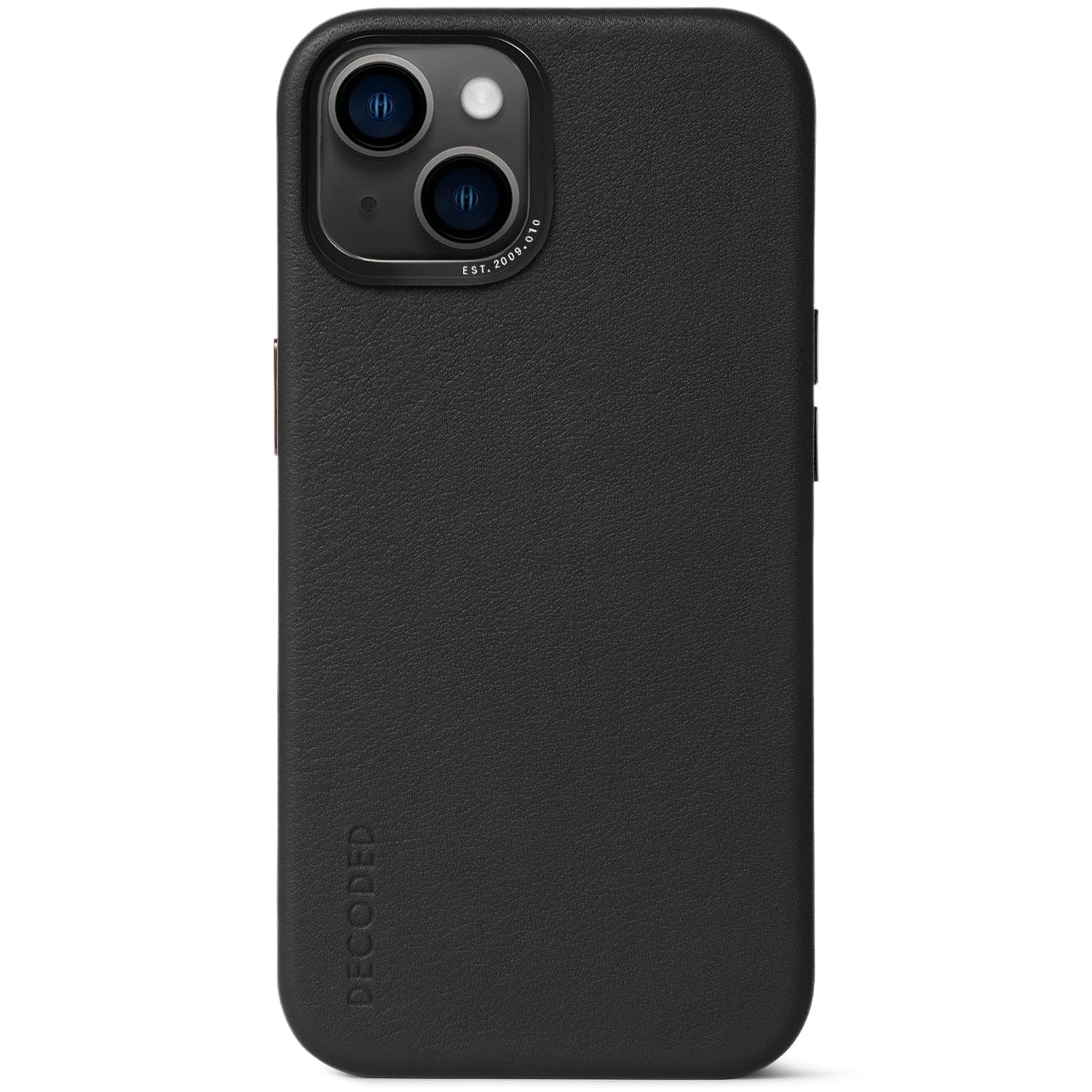 DECODED Coque en Cuir - pour iPhone 14 Pro - Testé par Apple - Anti-Bactérien - Étui de Protection pour Téléphone Portable - Noir