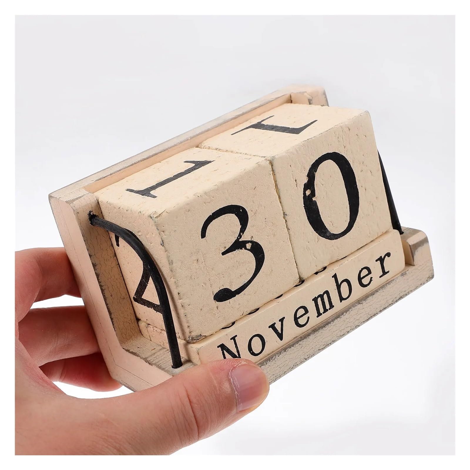 Calendrier De Bureau En Bois Style Vintage Rustique Effet Brûlé