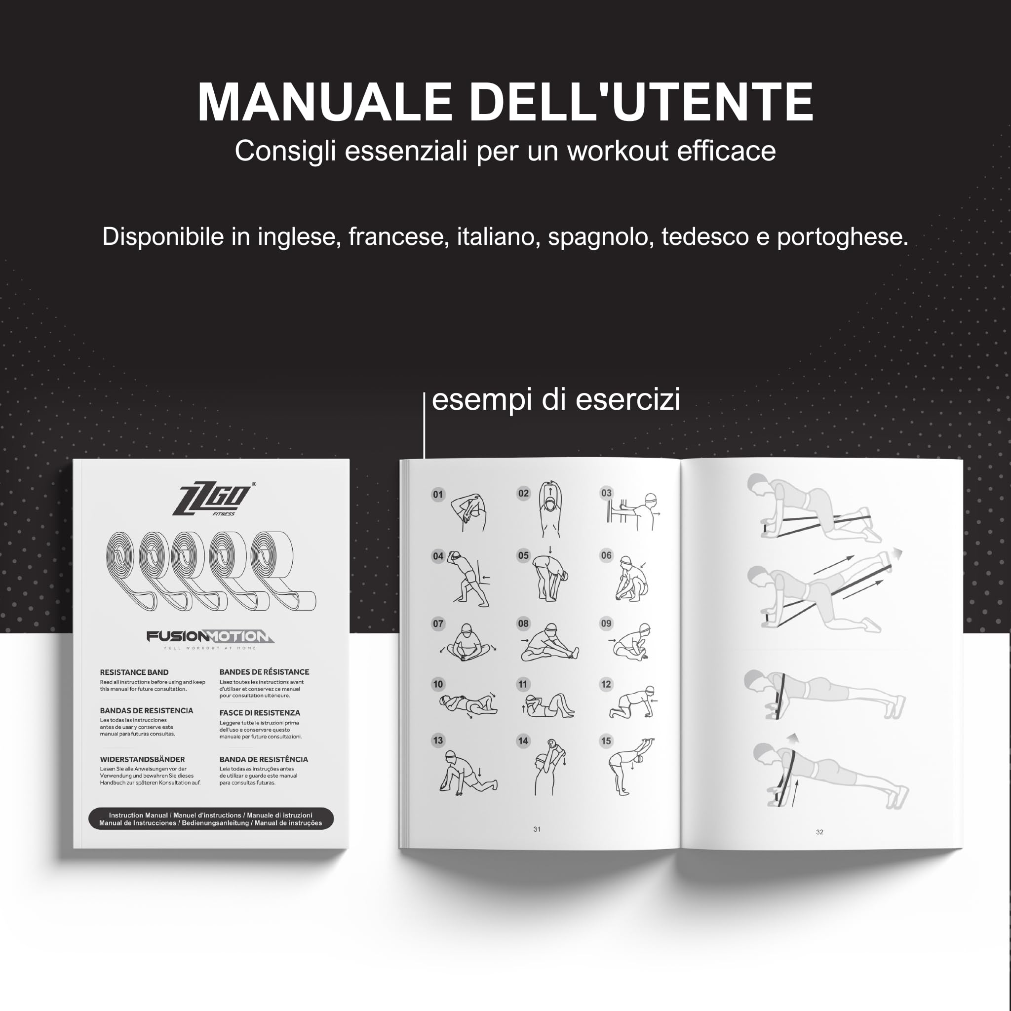 Fascia Elastica per Muscolazione e Fitness | Lattice Naturale e Resistenza Premium | Allenamento a Casa, Palestra o all'Aperto | Esercizi Multipli per Uomini e Donne