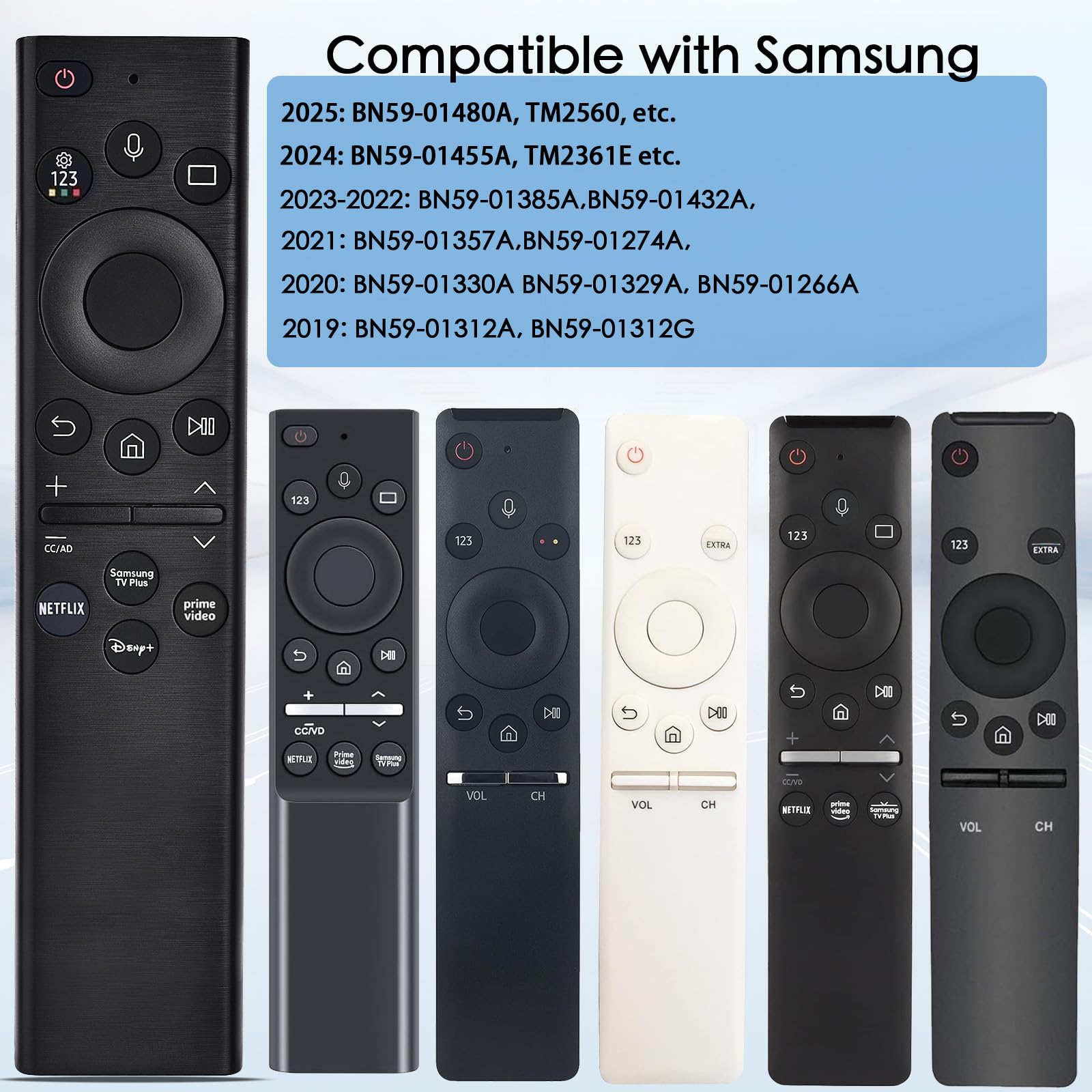 Mando a distancia por voz de repuesto para Samsung Smart TV: compatible con BN59-01385A 2023 (versión solar), para la mayoría de los Smart TV Smasung Curved Crystal UHD QLED The Frame QLED 4K 8K