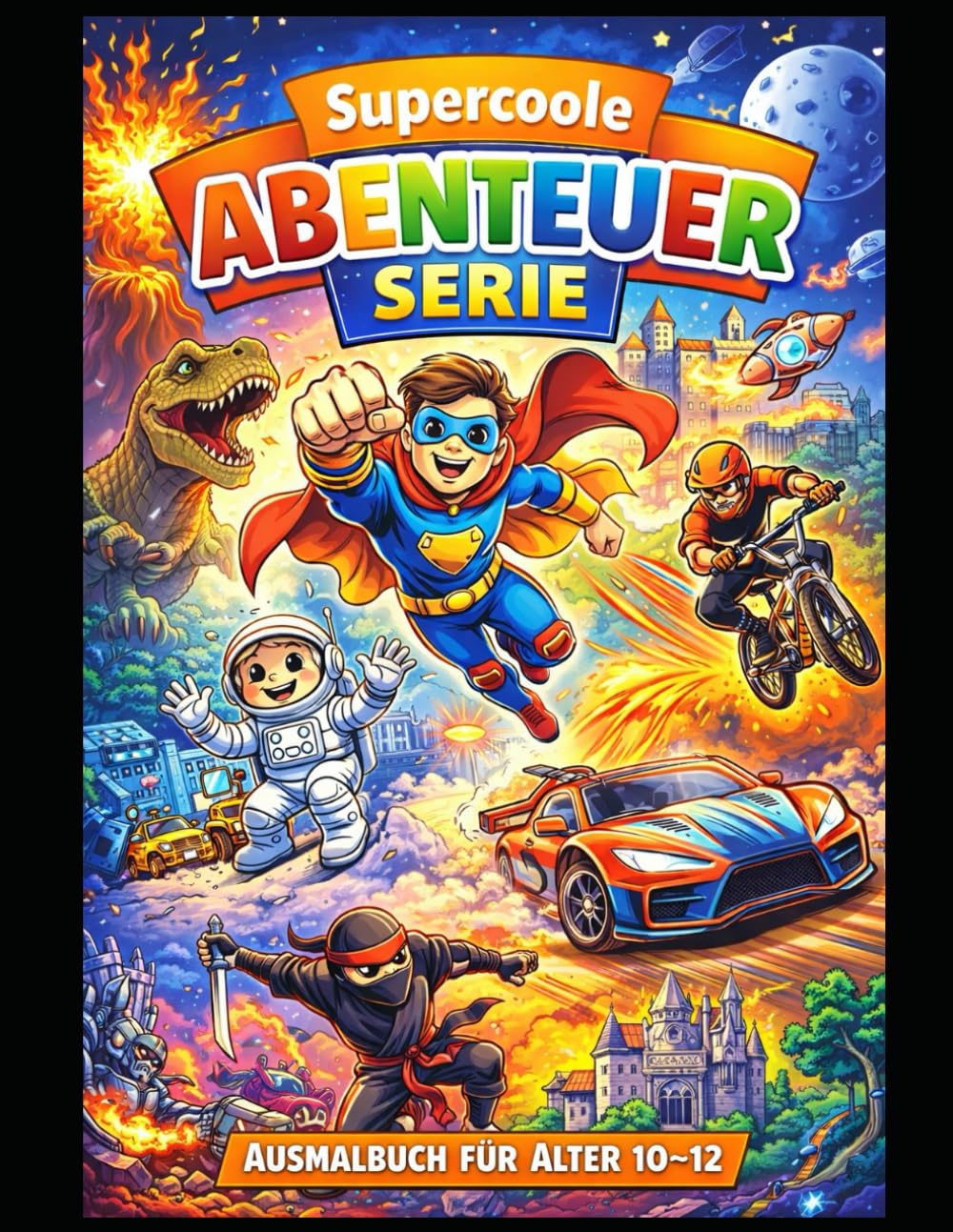 Supercoole Abenteuer-Serie – Action & Helden: Spannende Ausmalbilder mit Fahrzeugen, Dinos, Weltraum, Rittern, Sport und epischen Abenteuern (Supercoole Abenteuer-Malbücher)