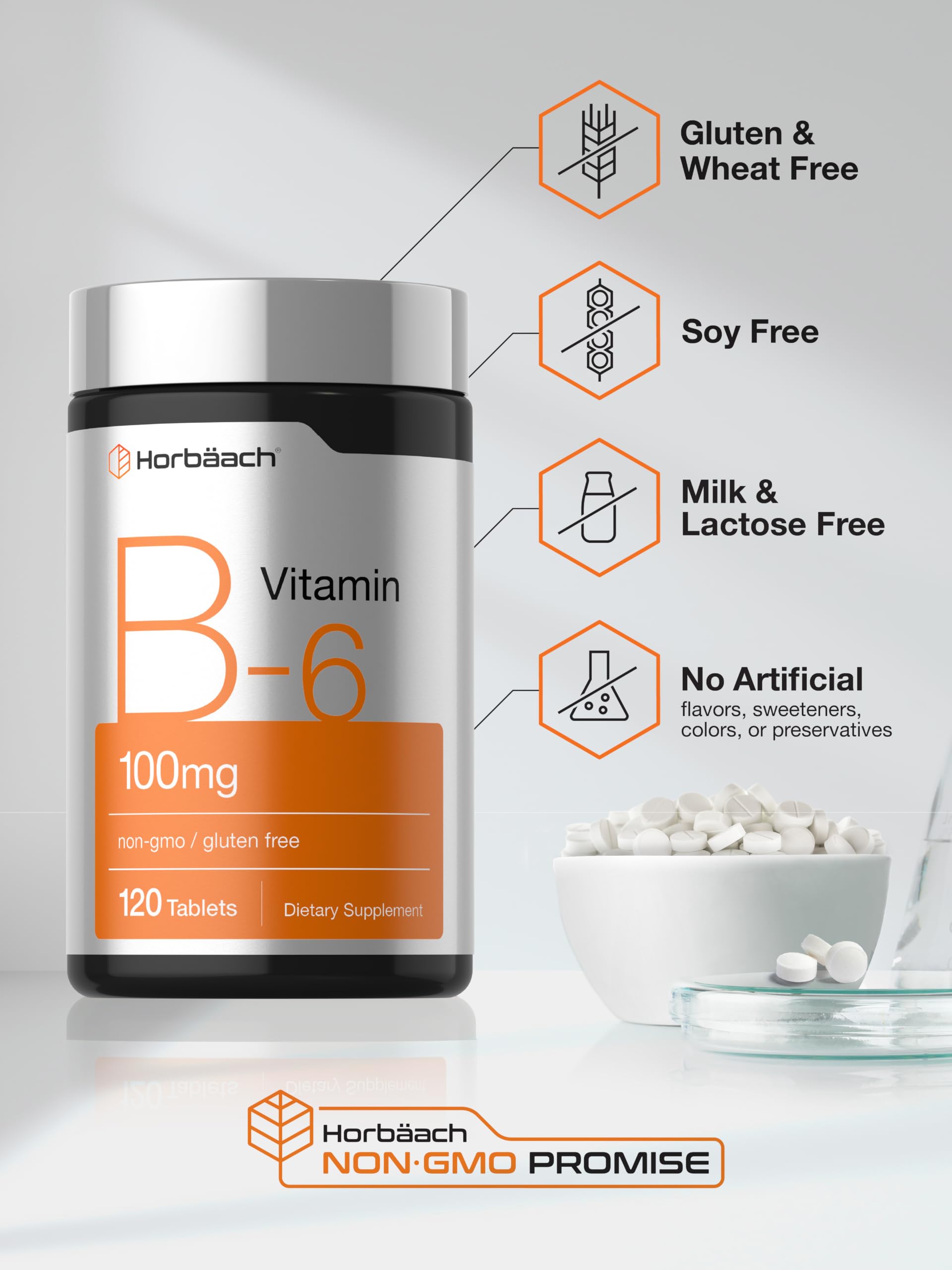 Horbaach Vitamin B6 100mg | 120 Tablets | Pyridoxine HCl — Amazon image 5