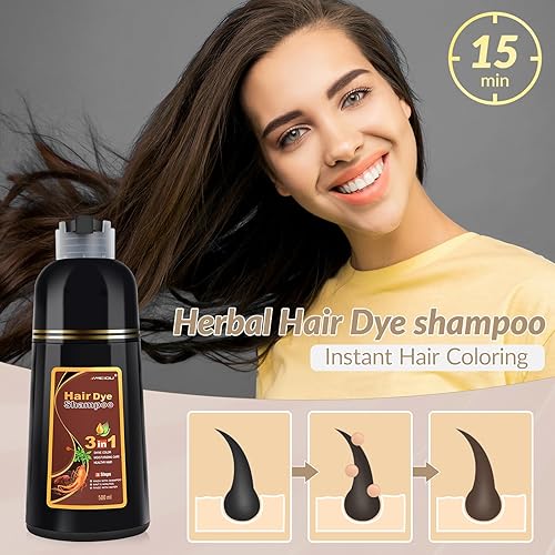 Miniatura 4 de YOURTONE MEIDU Champú de tinte para el cabello marrón 3 en 1 para cobertura del color y cuidado del cabello, champú de tinte para el cabello para