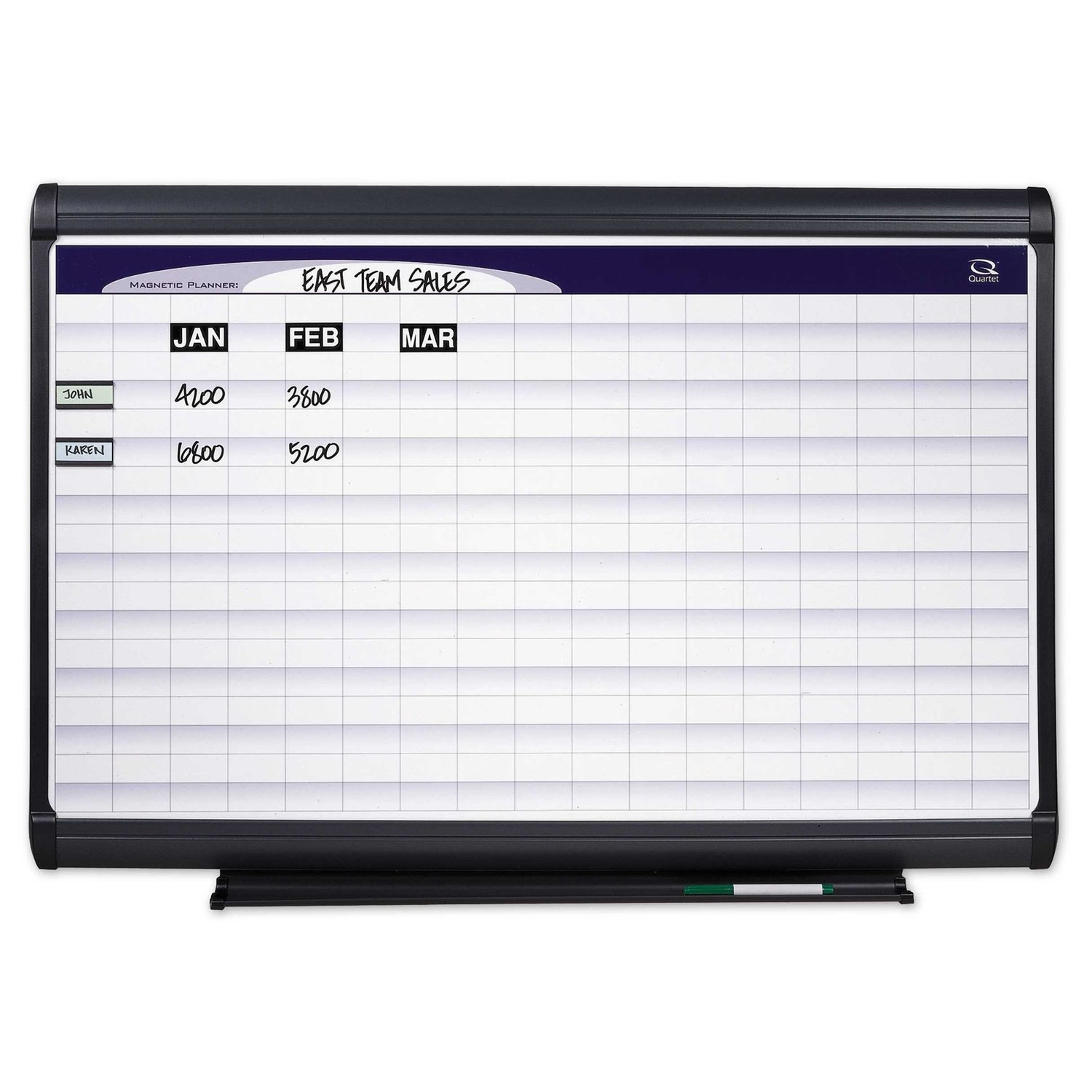 Quartet Prestige Plus Duramax Porcelain Planning System, 6 x 4 Feet with 1 x 2 Inch Grid, Graphite Frame (PP1264)