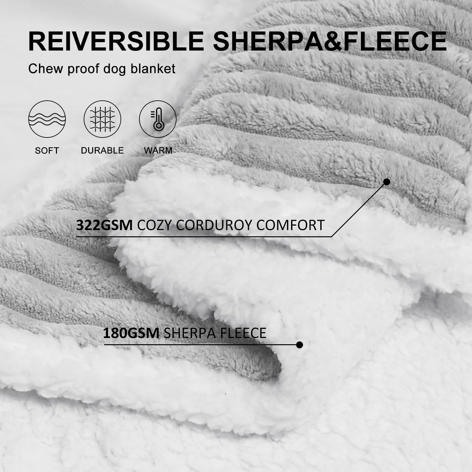 Waterproof Pet Blanket Soft Calming Dog Blanket Cozy Calming Sherpa Fleece Blanket Reversible Furniture Protector Cover for Small Medium Large Dogs Cats Machine Washable, Grey 40x50 in - Image 6