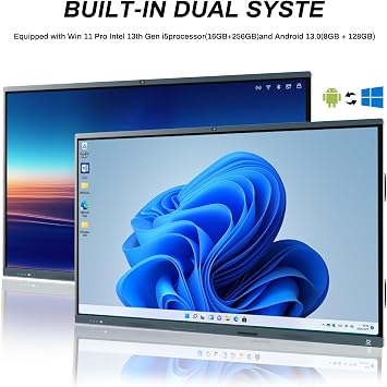 Smart Board, 86 Inch 4K Touchscreen Interactive Whiteboard with Windows 11 Pro 13th & Android 13, All in One Computer Display Built in AI Camera and 8 Mics for Office Classroom Home