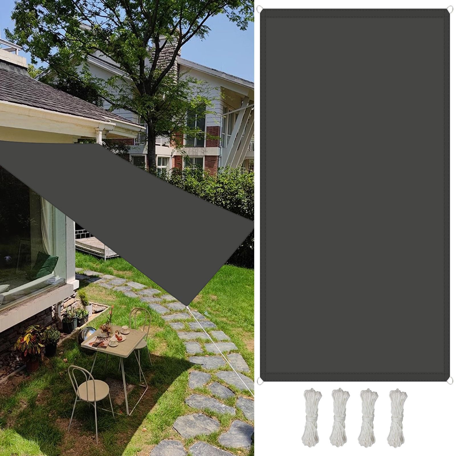 Toile ombrage auvent 3x4.5m imperméable et résistant aux rayons UV avec cordons pour extérieur