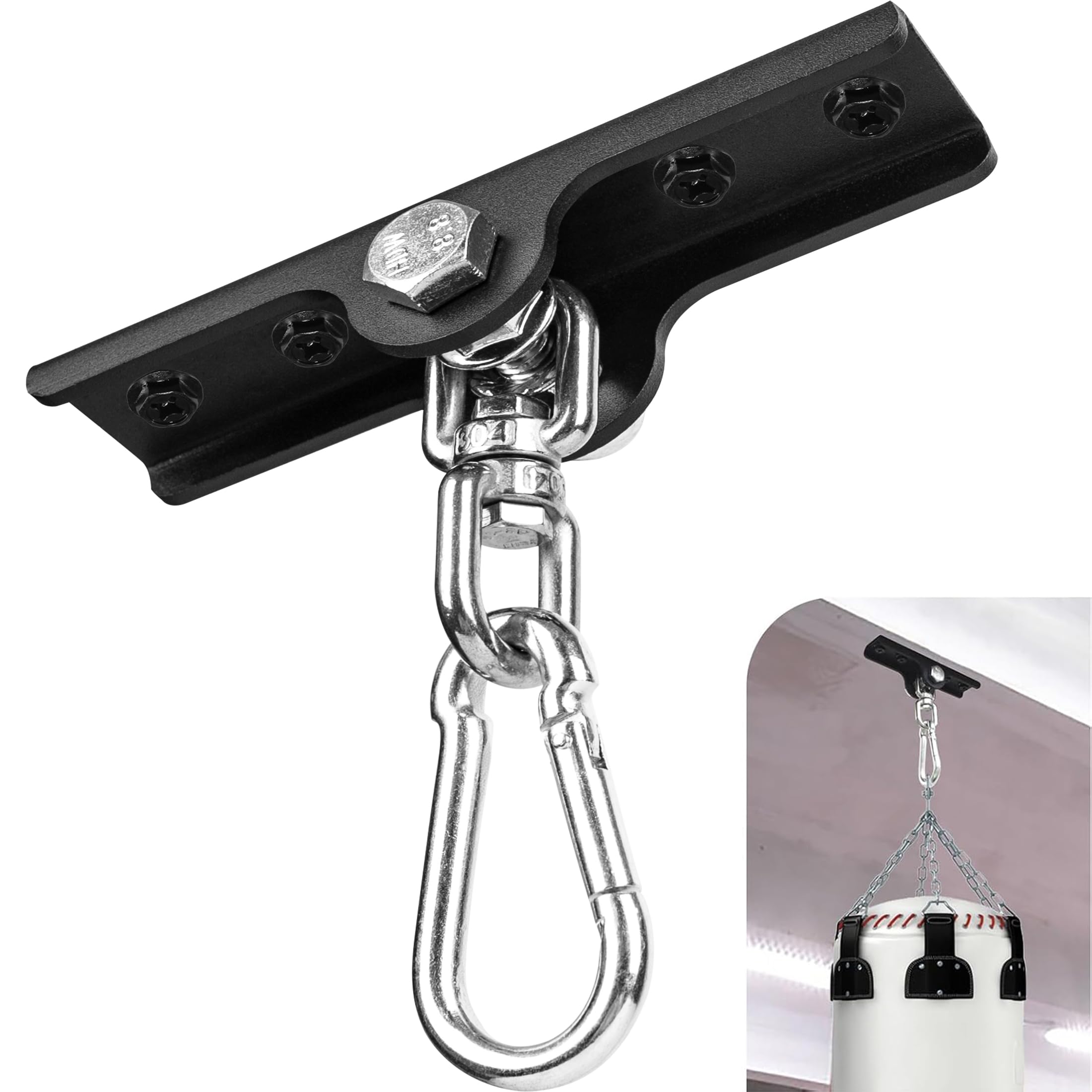 KSWLOR Heavy Bag Hanger - Heavy Duty Punching Bag Mount Hanger Bracket,360° Rotation Wall Ceiling Mount Wood Beam Hook for Boxing Muay Thai Training,Aerial Yoga Swing & Hammock
