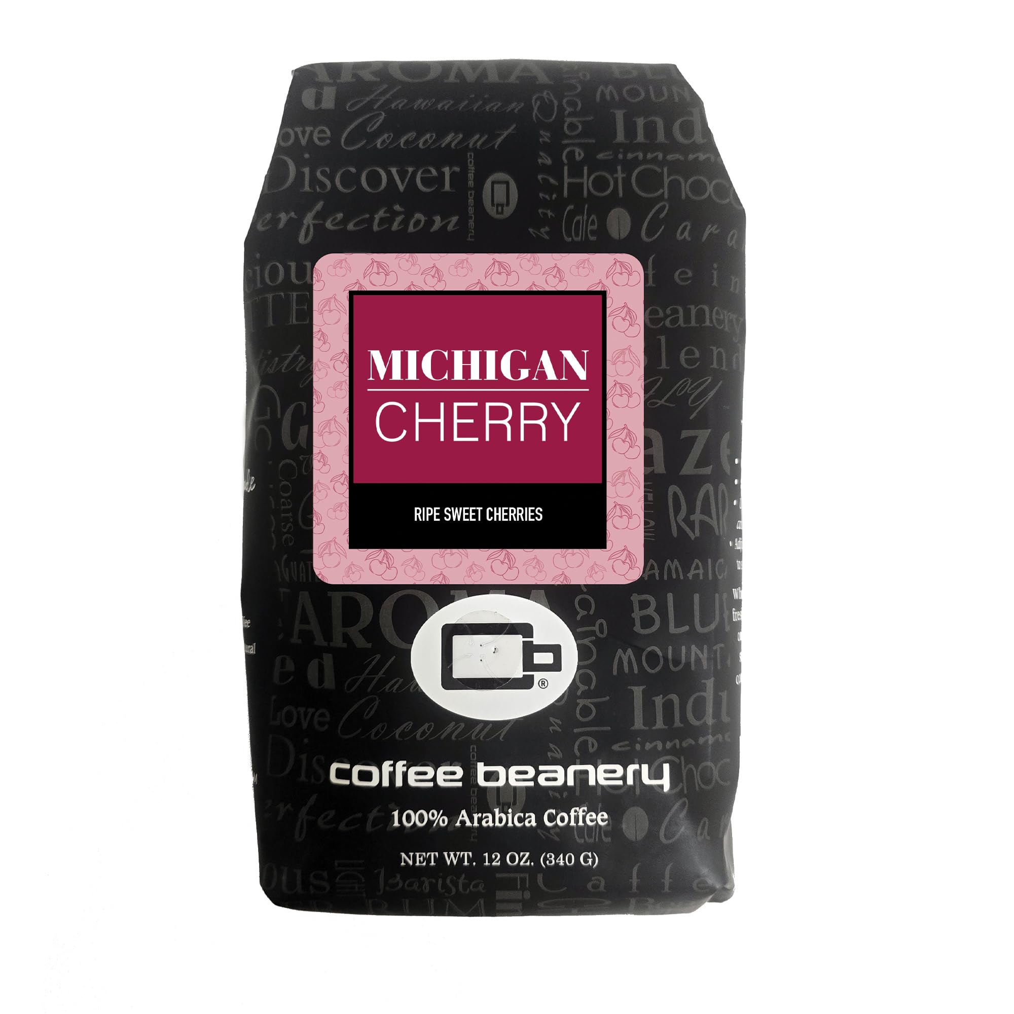 Michigan Cherry Flavored Coffee by Coffee Beanery, 12oz Ground, Medium Roast, 100% Specialty Arabica Coffee, Gourmet Flavored Coffee