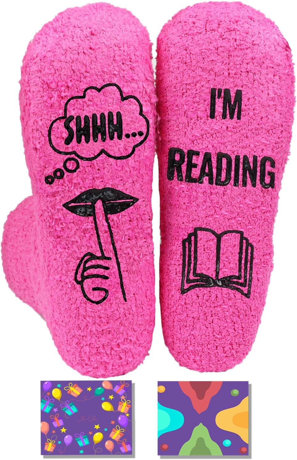 Reading Socks with Gift Box, Bookish Gifts for Women, Funny Reading Accessories for Teacher, Students and Book Lovers, Rose red