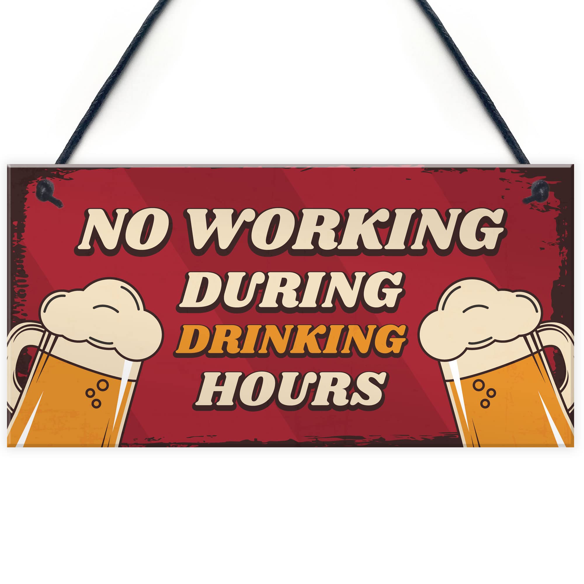 Red Ocean Funny Bar Signs DRINKING HOURS Man Cave Bar Pub Sign Beer Gift For Him Home Bar Sign