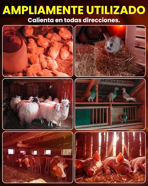 Foto 2 de 7 de Lamptobe Lampara de Calor para Pollitos Con Interruptor Alto/Bajo (máx. 275W), Incluye 2 Bombillas R7s