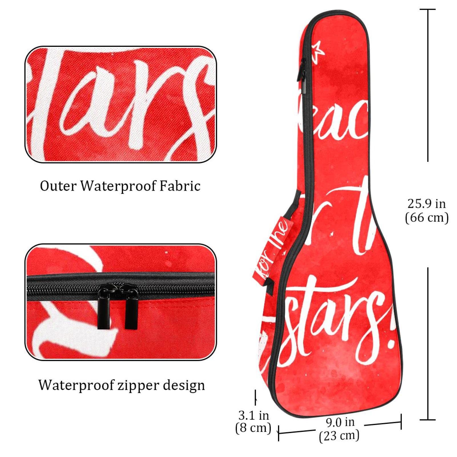 Gigbag für Tenor-Ukulele, wasserdicht, gepolsterter Rucksack, ideal für Sopran-Konzert (53 / 61 cm) inspirierender Schriftzug