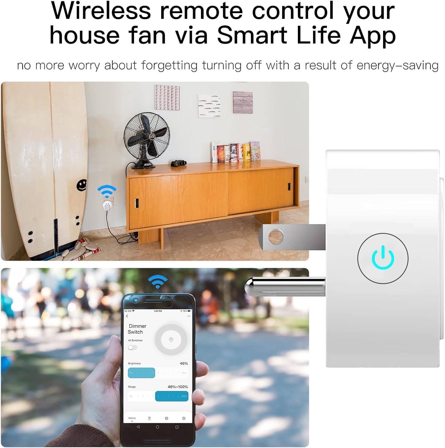 Smart WiFi Power Dimmer Plug, 2.4 GHz WiFi Brightn Adjust Timer
