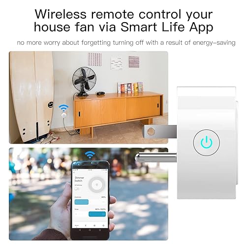 Miniatura 6 de MoesGo Enchufe de atenuación de potencia WiFi inteligente, enchufe de temporizador de ajuste de brillo WiFi de 2.4 GHz para CFL regulable, LED e