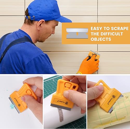 Miniatura 6 de MulWark Juego de herramientas de cuchillas de afeitar, paquete de 8 mini raspadores de plástico con 5 cuchillas de plástico y 5 cuchillas de metal,