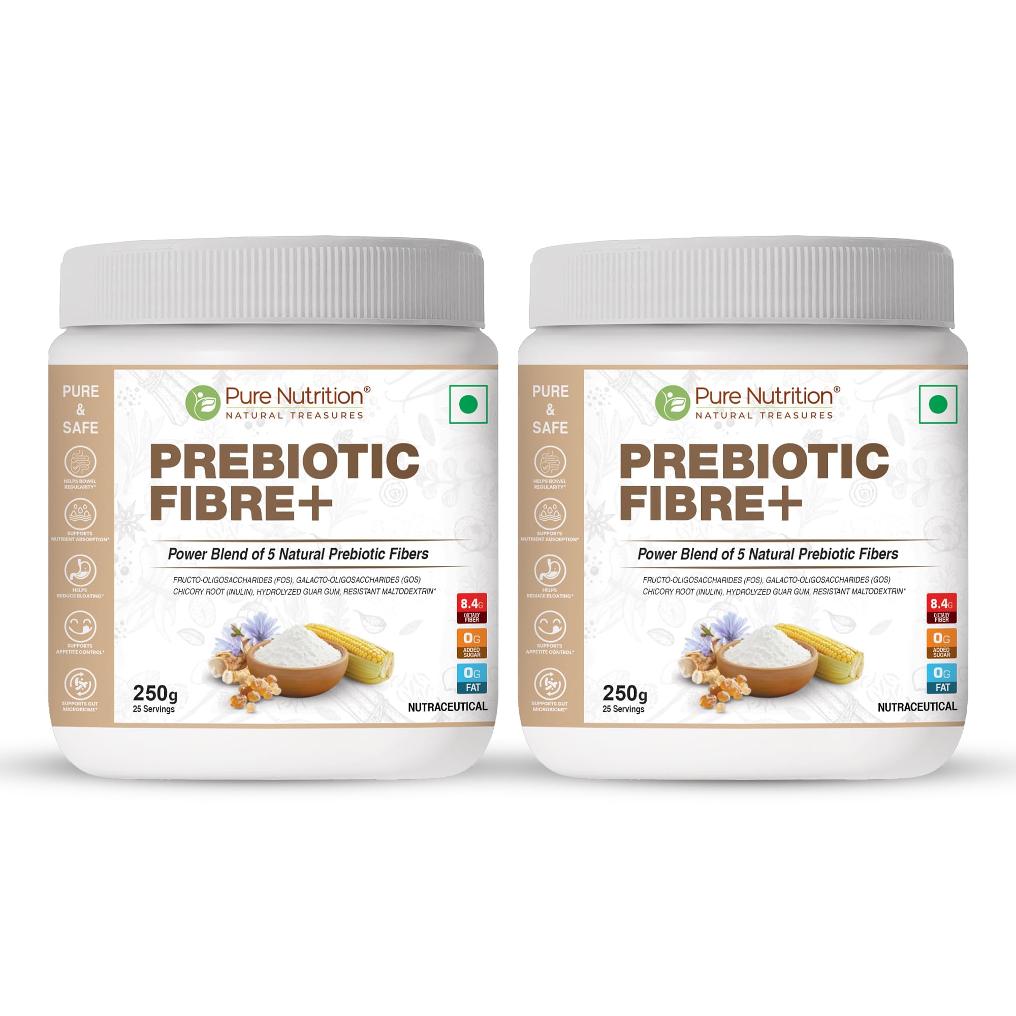 Pure Nutrition Prebiotic Fiber Powder | Soluble and Insoluble fiber Supplement Powder for Gut Health & Digestion with Natural Blend of 5 Prebiotic Fibers for Digestive Health, Supports Bowel Regularity & Gut Microbiome | Zero Sugar & Zero Fat - 500g (250x2)-image-13