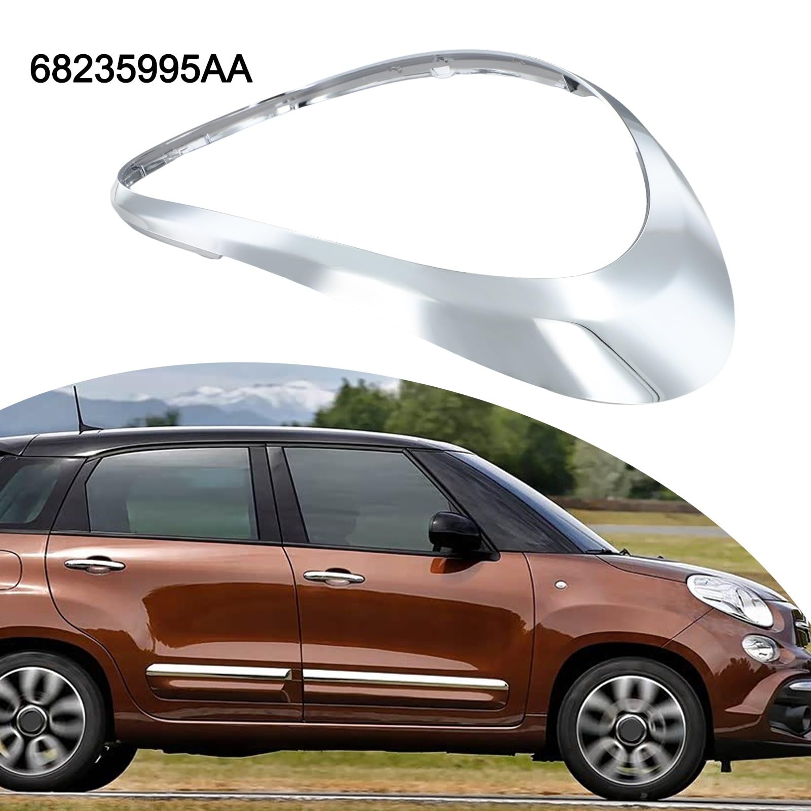Lecreatekit Modanatura della lampada posteriore sinistra per anello per Fiat 500L 2014-2020, argento cromato ABS lunetta fanale posteriore copertura sostituire OEM 68235995AA 77366440