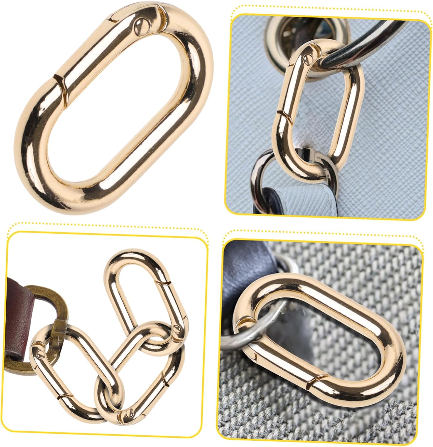 10pcs Oval Spring Clasp Snap Clip Hook for Backpacks Handbags and Purses Keyring Buckles for Bag Making and Outdoor Use