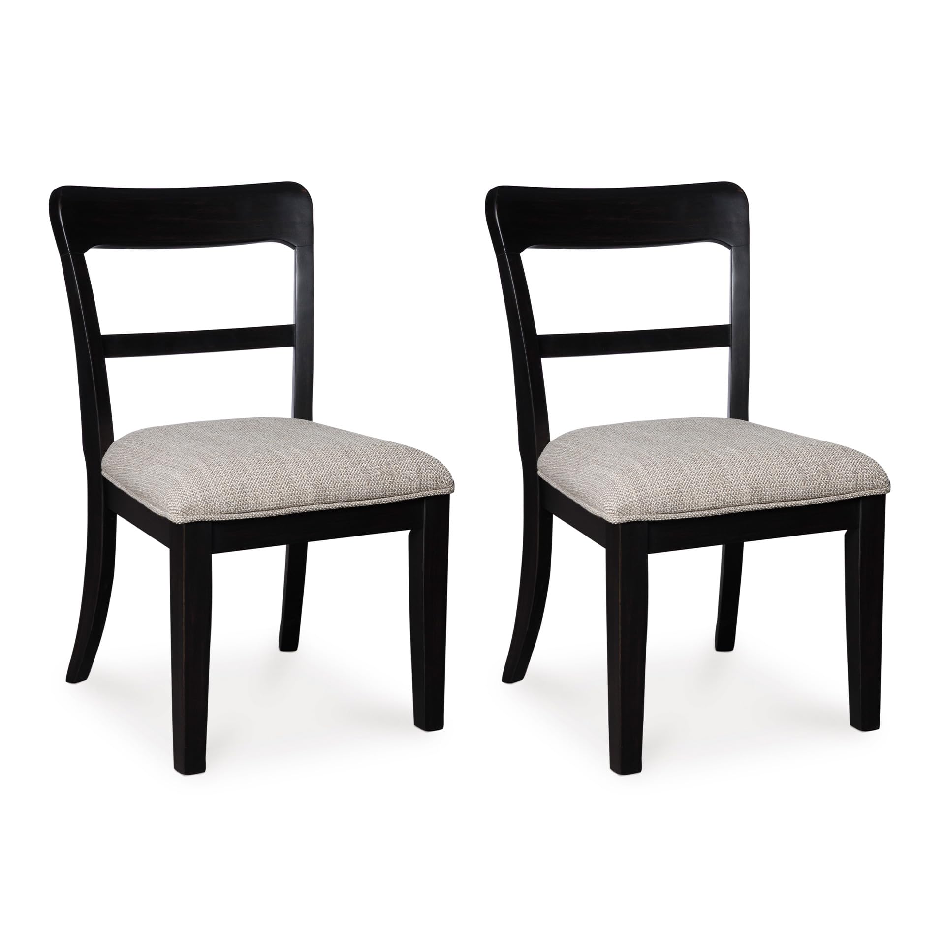 Signature Design by Ashley Chadworth Transitional Upholstered Dining Chair with Saber Leg and Adjustable Leveler, Set of 2, Black