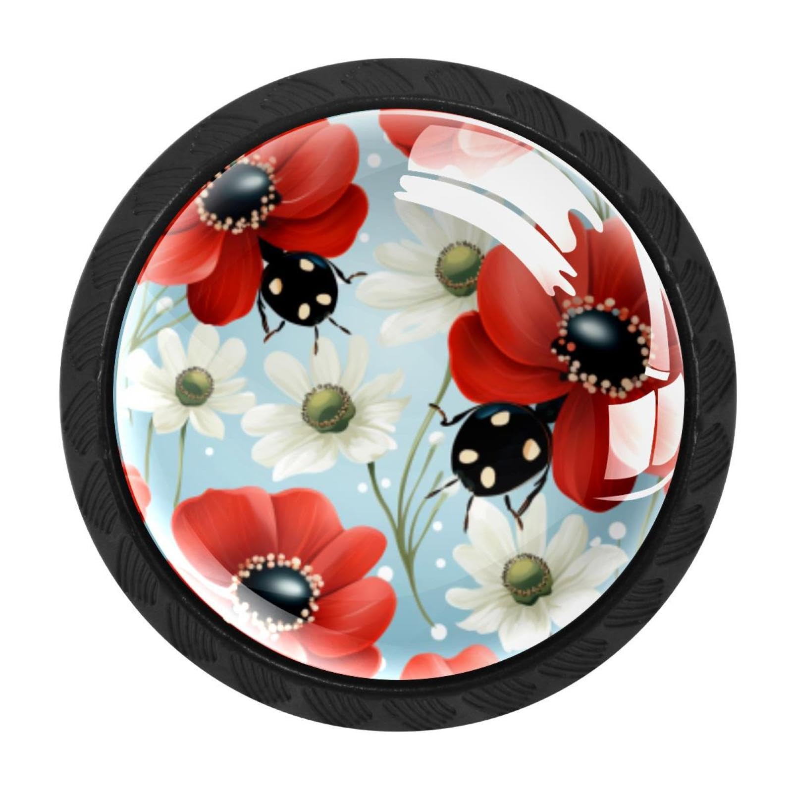 CHENZZZZ 4 Pack Black Ladybird Cabinet Pulls Kitchen Cabinet Handles Ideal for Cabinet,Drawer,Cupboard and Wardrobe
