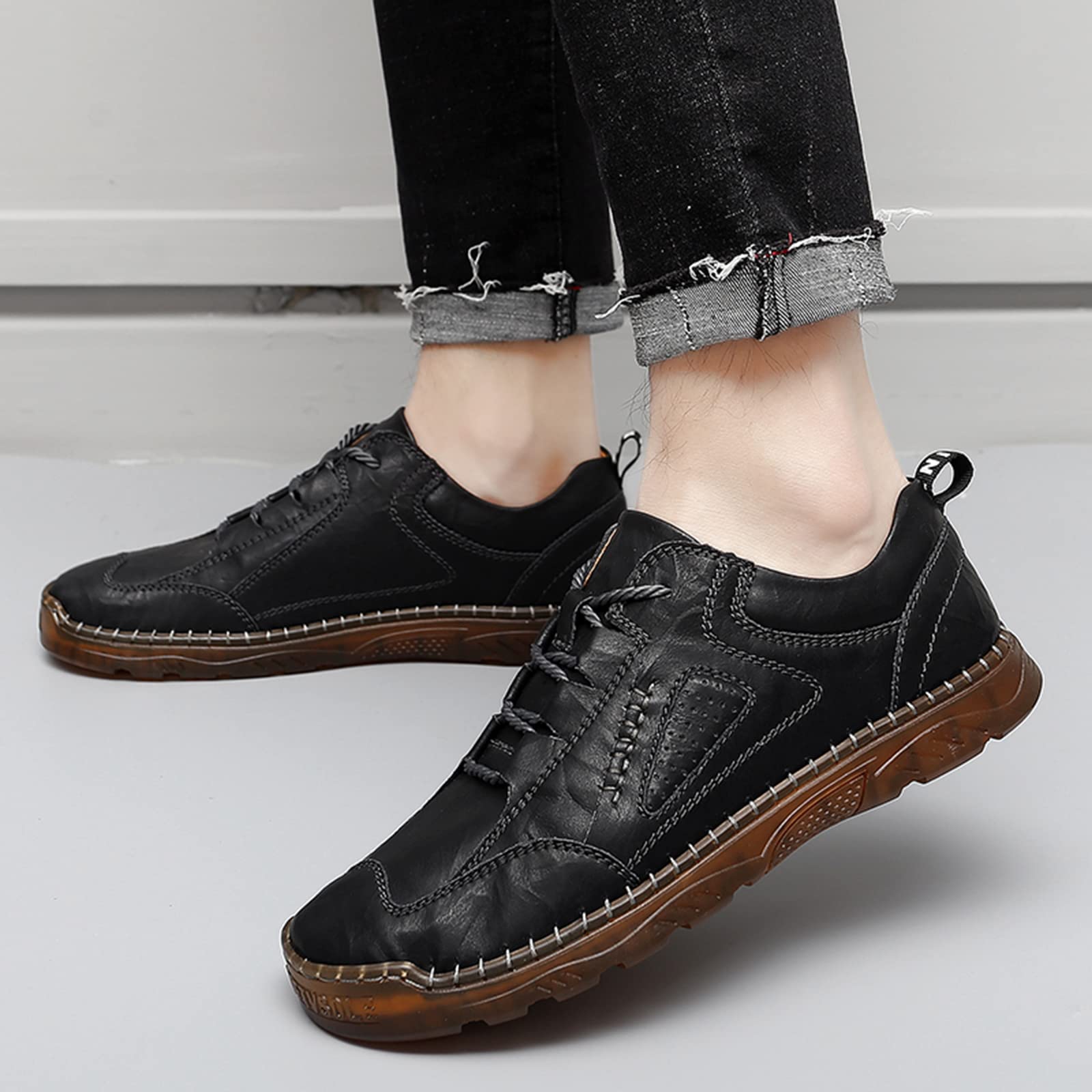 Hombres Casual Slip On Mocasines Zapatos de conducción Vestido de Cuero Mocasines Zapatillas Moda Walking Flats