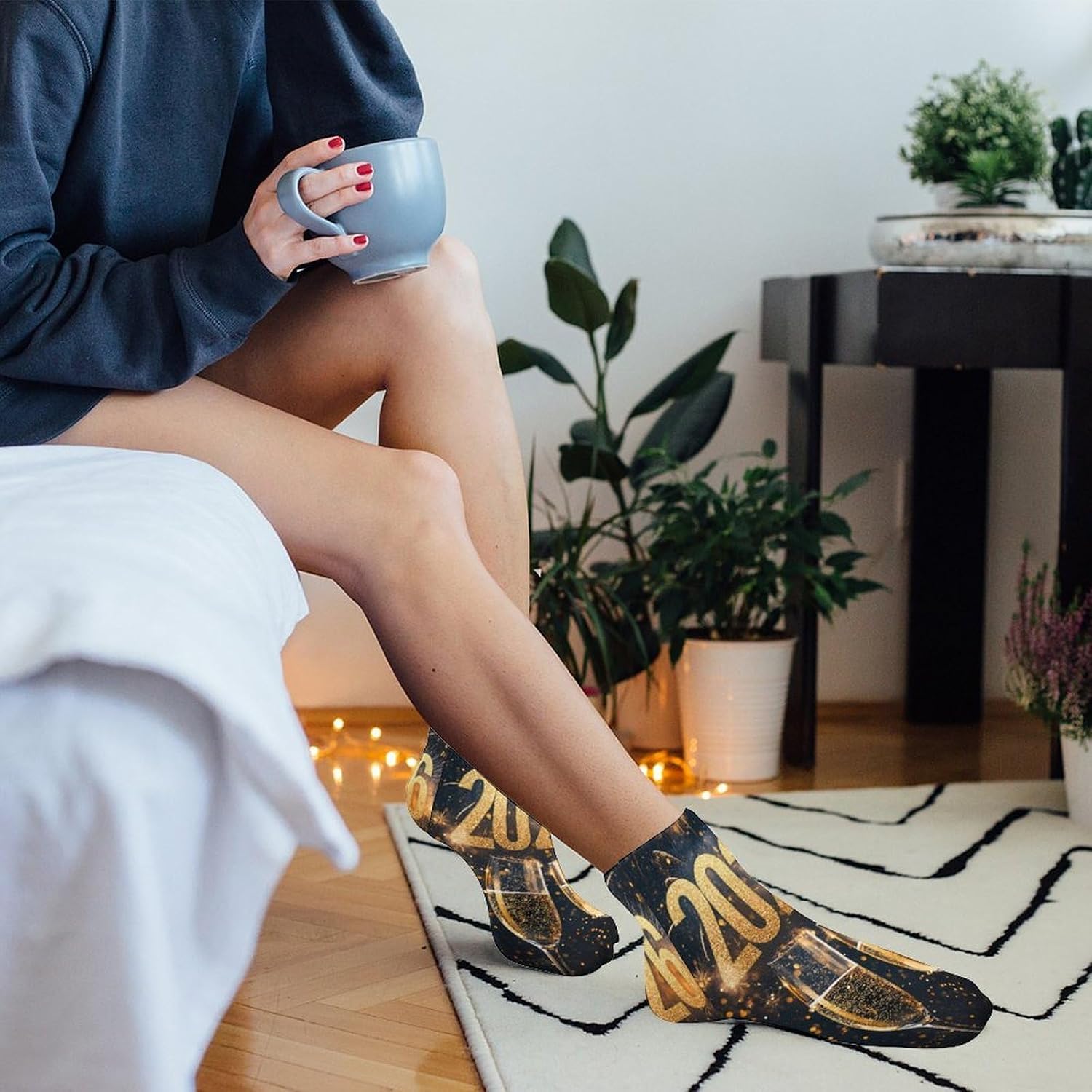 Happy New Year 2026 5 Pairs Low Cut Ankle Socks Casual Liner Sock No Show Invisible Socks for Men Women