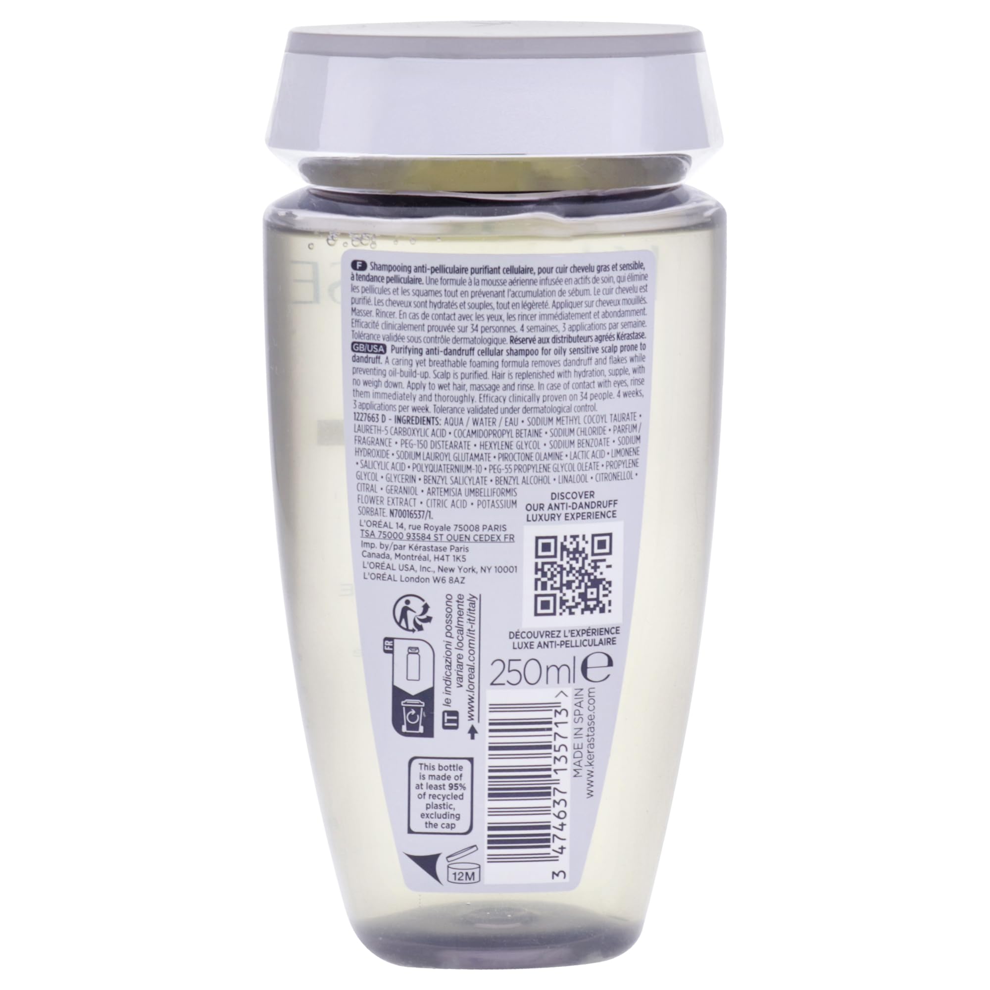 Kérastase Symbiose, Champú Anticaspa Purificante Y Calmante, Para Cuero Cabelludo Graso y Sensible Con Tendencia A La Caspa, Champú Sin Sulfatos*, Bain Pureté Anti-Pelliculaire, 250 ml (Paquete de 2)