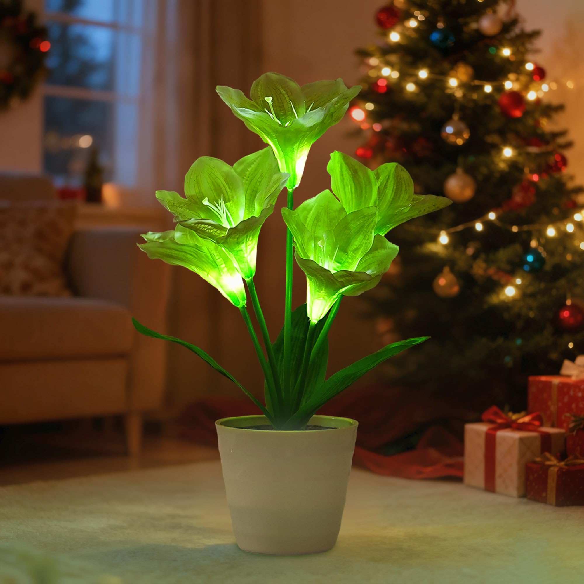 Artificial Lily Fower Lamp - Artificial Potted Flower Light, Christmas Birthday Gifts for Women Wife Girlfriend Mom Anniversary Bedroom Bar Coffee Shop Night Light Lamp Home Decor