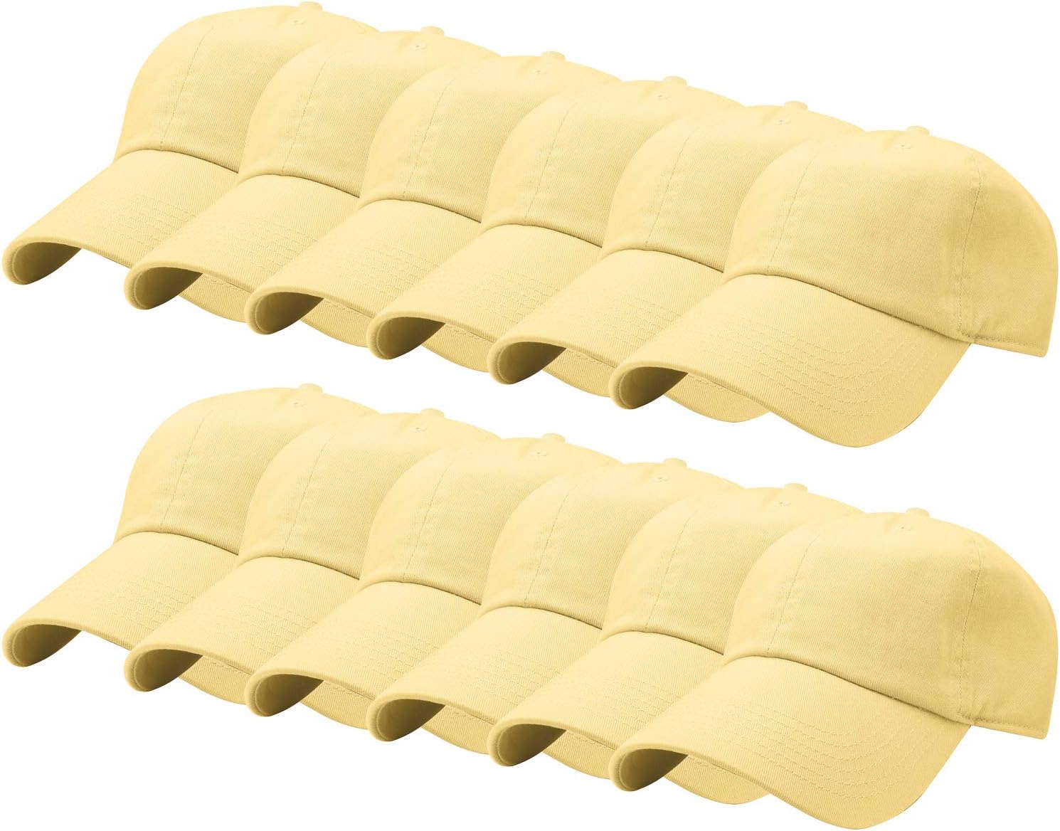 Falari 12-Pack Wholesale Classic Baseball Cap 100% Cotton Soft Adjustable Size