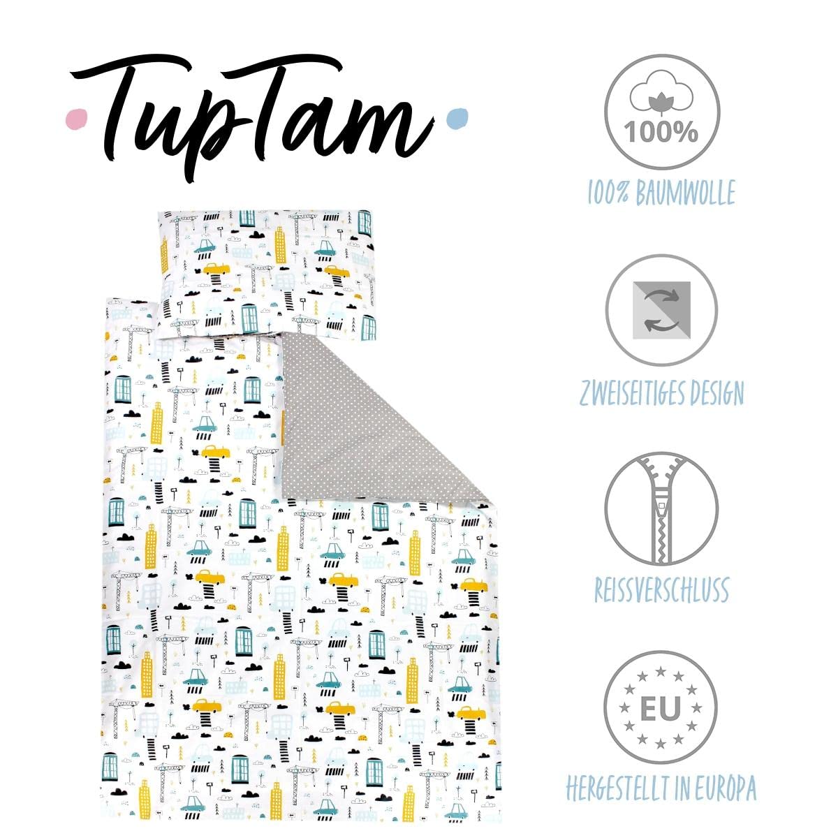 TupTam Juego de Ropa de Cama para Niños, de 2 Piezas., Conejo/Rosa/Lunares, 120x90 cm — view 22