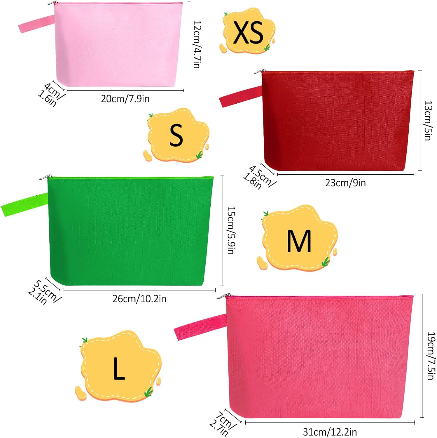 10 Pieces Cotton Canvas Makeup Bag with Bottom and Strap, Multi-Purpose Cosmetic Bag with Zipper Travel Toiletry Pouch, Blank DIY Craft Bag (Multicolor 02, S) - Image 7