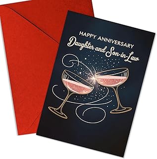 Wedding Anniversary – Greeting Card Celebrating the Love and Joy of Your Special Day, Daughter and Son-in-Law, Wishing You a Lifetime Happiness, Growth, Memories Together – 8x5.3 Inch (Daughter Son)